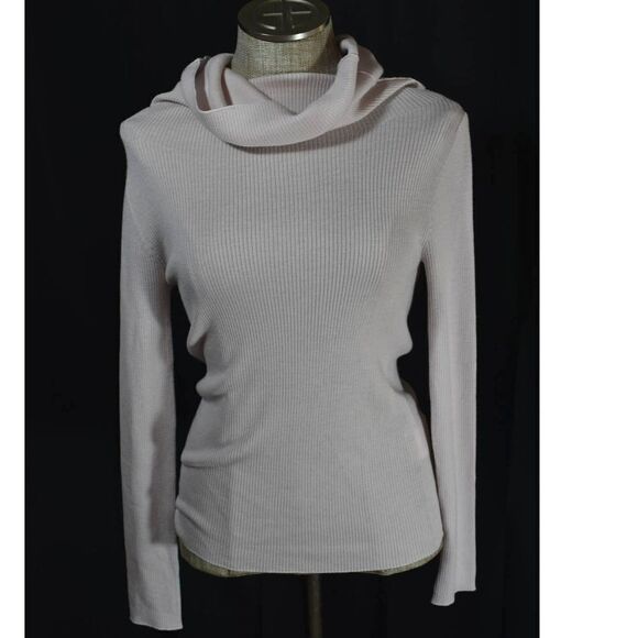 NWT MaxMara Leisure Lorena Pink Cowl Neck Ribbed Virgin Wool Sweater - S - Picture 1 of 4